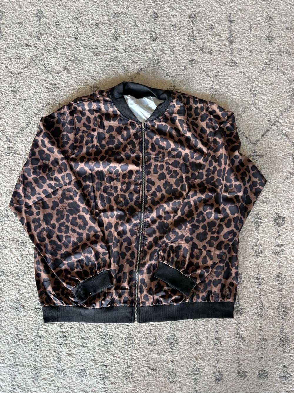 Leopard Print Bomber Jacket in Brown and Black